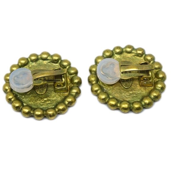 Chanel CC Button Earrings Clip-On Gold 95P - Picture 3 of 4